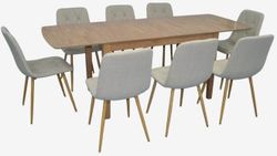 купить Комплект стол и стулья Evelin di Costacurta стол HV-27V Light Brown + 8 стульев YTC-080Wo, BJORN-24 (Light beige) в Кишинёве 