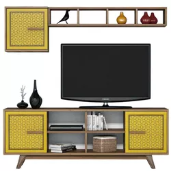 cumpără Set mobilă living Trendy Ayla, Nuc, Galben 160x56x35cm în Chișinău 