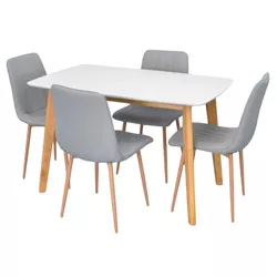 купить Комплект стол и стулья Evelin di Costacurta стол Cooper White Bella beech + 4 стула XR-154Wo Light grey3 в Кишинёве 