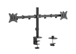 Table/desk 2-display mounting arm Gembird (rotate,tilt,swivel),17”-32”,up to 9 kg,VESA:75x75,100x100