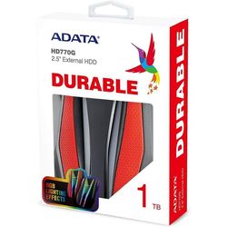 1.0TB (USB3.2) 2.5" ADATA HD770G RGB IP68 Rugged, Water/Shock/Dustproof, Red (AHD770G-1TU32G1-CRD)