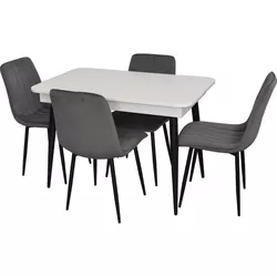 купить Комплект стол и стулья Evelin di Costacurta cтол DT-432-1R B + 4 стула YTC-078B Bluvel-14 (Dark grey) в Кишинёве 