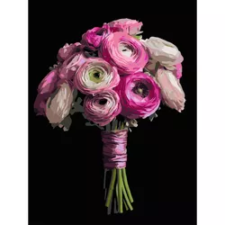 купить Картина по номерам Strateg 58064 Buchet roz 40x50cm (fundal negru) в Кишинёве 