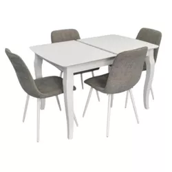 купить Комплект стол и стулья Evelin di Costacurta стол HV-29V White + 4 стула YTC-078Wh UF885-14 Grey в Кишинёве 