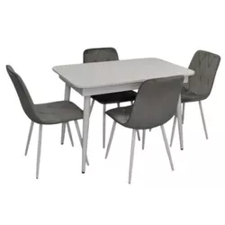 купить Комплект стол и стулья Evelin di Costacurta стол DT-431-1R Wh + 4 стула YTC-080Wh Light grey в Кишинёве 