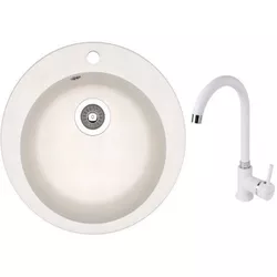 cumpără Chiuvetă bucătărie cu bateria Dr.Gans Gala + SanDonna F 7073 alb în Chișinău 