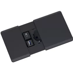 купить Розетка электрическая ASA Plastici 060.08F.00107 Versapad 1 socket F +1 USB 5V (A) + 1 USB 5V (C) Black в Кишинёве 