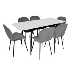 купить Комплект стол и стулья Evelin di Costacurta стол DT-531R B + 6 стульев YTC-064B Blu-14 (Dark grey) в Кишинёве 