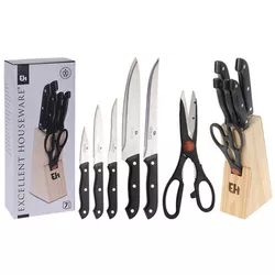 купить Набор ножей Excellent Houseware 16107 5шт + ножницы, подставка в Кишинёве 