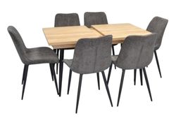 cumpără Set masă și scaune Evelin di Costacurta стол DT-433-4B + 6 стульев YTC-055B Dark grey în Chișinău 