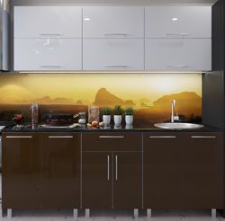 Кухонный гарнитур Bafimob Modern (High Gloss) 1.8m no glass White/Brown