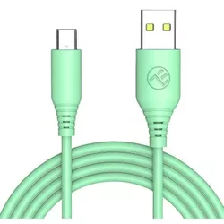 cumpără Cablu telefon mobil Tellur TLL155401 Cable silicone USB to Type-C, 3A, 1m, green în Chișinău 