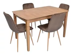 купить Комплект стол и стулья Evelin di Costacurta стол HV-27V Light Brown + 4 стула YTC-080Wo Bluvel-38 в Кишинёве 