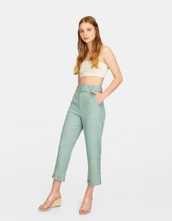 Pantaloni Stradivarius Verde deschis 4527/465/506