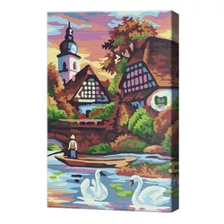 купить Картина по номерам Art Gallery CX3695 20x30cm Lebede pe iaz в Кишинёве 