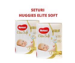 1 Set 2 pachete scutece Huggies Elite Soft Jumbo 2 (4-6 kg), 58 buc