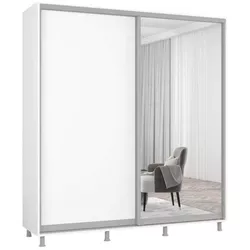 cumpără Dulap Mobildor-Lux Aron cu uși glisante din oglindă și PAL (190x60x230H cm) Alb Brilliant în Chișinău 