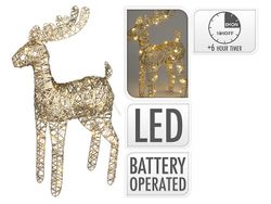 Figurina cu lumina "Cerb" 40LED 37X24X9cm, 3XAA cronometru, aurie