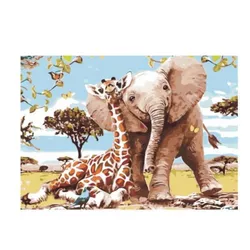cumpără Tablou pe numere Richi (06599) Mozaic cu diamante Elefant cu un prieten 40x50 în Chișinău 