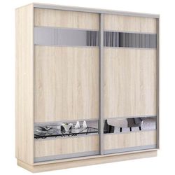 cumpără Dulap Mobildor-Lux Fox uși glisante din PAL cu elemente din oglindă (210x60x240H cm) Sonoma în Chișinău 