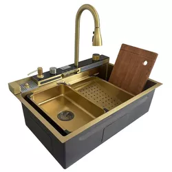 купить Мойка кухонная со смесителем SanDonna HD7550 Auriu в Кишинёве 