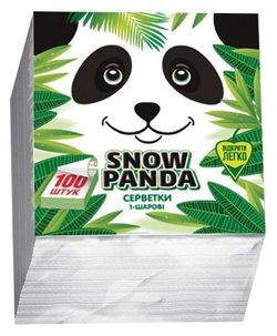 Салфетки столовые PANDA 24*24 1 слой 100 штук белые, желтые, зелёные
