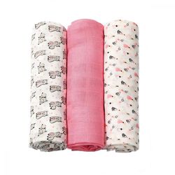 Пеленки из органических бамбуковых волокон Babyono розовые