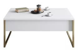 купить Журнальный столик Trendy Lux, alb, auriu 90x40x60cm в Кишинёве 