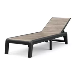 cumpără Mobilier pentru grădină Keter 57724 Sezlong de gradina Deco Porto, 187.5x58x29cm, grafit/nuc în Chișinău 