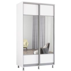 cumpără Dulap Mobildor-Lux Aron-S uși glisante din PAL cu oglindă orizontal (110x60x220H cm) Alb Brilliant în Chișinău 