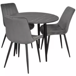 купить Комплект стол и стулья Evelin di Costacurta cтол DT-404-6B + 3 стула YTC-055B Bluvel-14 (Dark grey) в Кишинёве 