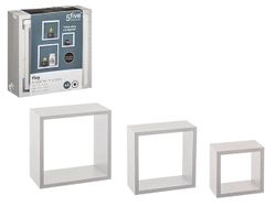 Set rafturi "Cub" Five 3buc: 25X25X9, 20X20X9, 15X15X9 alb, MDF