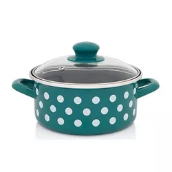 cumpără Cratiță Metalac 57050 Cratita emailata Green Dots 22cm, 3.5L, capac din sticla în Chișinău 