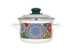 Cratita emailata Sultana 24cm, 4.75l, capac din sticla