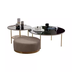 купить Журнальный столик Pereflex Masa decorativa + puf Isabel (set 3buc) (082855) в Кишинёве 