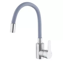 купить Смеситель кухонный Hydro S Aquafix 404 din inox cu pipa flexibilă, gri (0400317) в Кишинёве 