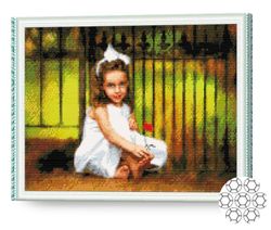 купить Картина по номерам Art Gallery GA70609 Mozaic cu diamante 40x50cm Fetita in rochita alba в Кишинёве 