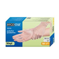 Перчатки VINYL IDEAL, размер M,100шт, HYGOSTAR, FM