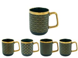 Cana 350ml verde cu desen de aur