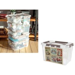 купить Короб для хранения Бытпласт 46216 Econova Grand box 29x19x18cm 6.6l, замки, рисунок в Кишинёве 
