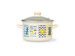 Cratita emailata Country 16cm, 2l, capac din sticla
