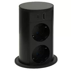 купить Розетка электрическая ASA Plastici 060.47F.00112 Versalift round version 2 sockets F + 1 USB 5V (A+C) Pewter в Кишинёве 