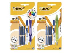 Набор ручка перьевая + резинка + 6 картрижей BIC Easy Clic