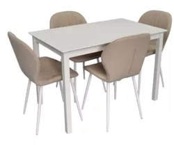 купить Комплект стол и стулья Evelin di Costacurta стол GLORIA White + 4 стула YTC-064Wh Bjorn-24 Light beige в Кишинёве 