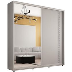 купить Шкаф Mobildor-Lux Compact uși glisante Oglindă + PAL cu ornament grecesc (210x45x220H cm) Grey в Кишинёве 