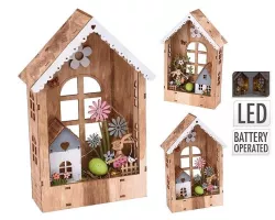 cumpără Decor Promstore 43740 Suvenir din lemn LED Casa-scena 23x15x6cm (2 modele) în Chișinău 