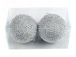 Set globuri pentru brad din margele 2bucX100mm argintiu