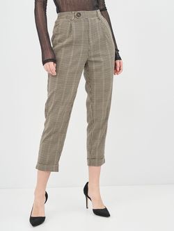 Брюки Stradivarius Бежевый в клетку 4559/408/420