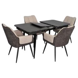 cumpără Set masă și scaune Evelin di Costacurta стол DT-432-3R B + 4 стула QT-227B Light grey/Dark grey în Chișinău 