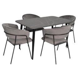 cumpără Set masă și scaune Evelin di Costacurta стол DT-405-6B + 4 стула YTC-097B Dark grey în Chișinău 